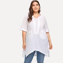 Shein Plus Asymmetrical Hem Split Blouse