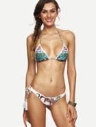 Shein Multicolor Lace Trimmed Tassel Side-tie Bikini Set