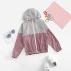 Shein Girls Zip Up Hoodie Color Block Jacket