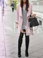 Shein Pink Long Sleeve Pockets Coat