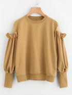 Shein Frill Mesh Insert Sleeve Sweatshirt