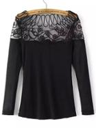 Shein Black Long Sleeve Sheer Mesh Slim Top
