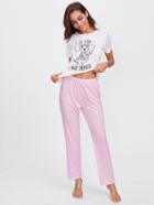 Shein Dog Print Tee And Floral Pants Pj Set