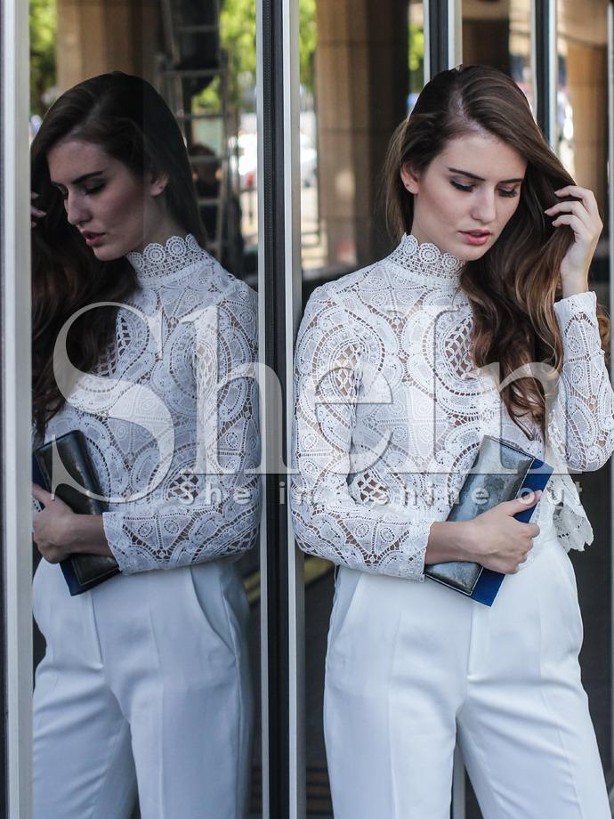 Shein Hollow Out Lace Crop Top