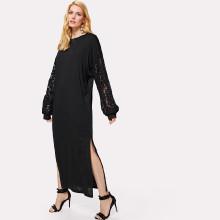 Shein Drop Shoulder Floral Lace Sleeve Dress