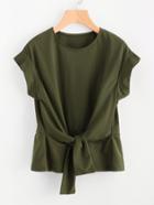 Shein Dolman Sleeve Knotted Front Blouse