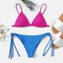 Shein Two Tone Tie Side Bikini Set
