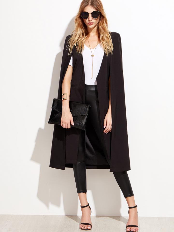 Shein Open Front Longline Cape Blazer