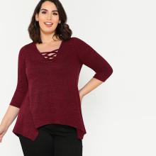 Shein Plus Strappy Neck Hanky Hem T-shirt