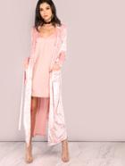 Shein Pink Shawl Collar Longline Wrap Coat