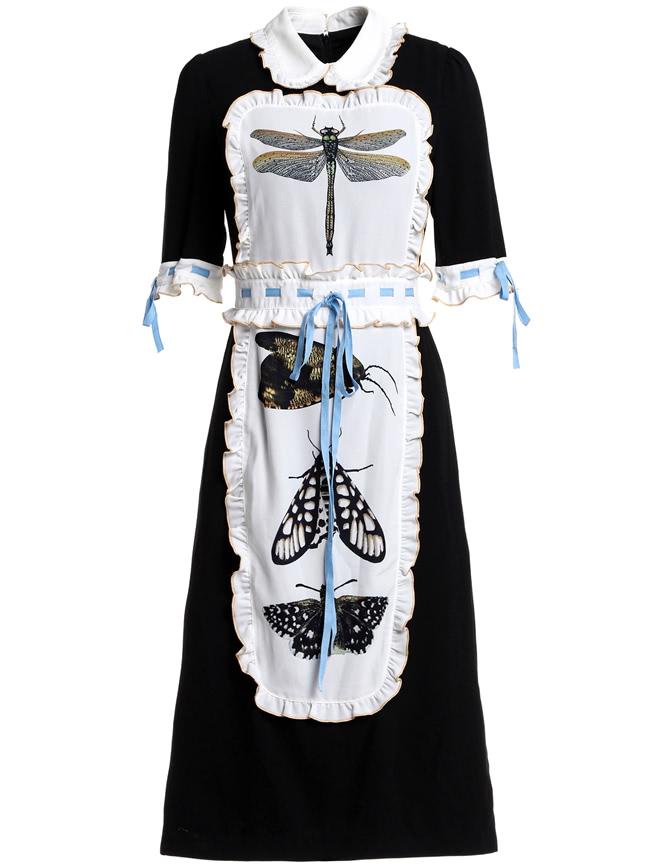 Shein Dragonfly Butterfly Print Flounce Maid Dress