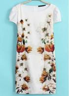Rosewe Latest Round Neck Short Sleeve Floral Dress For Summer