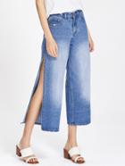 Shein Faded Wash Split Culotte Jeans