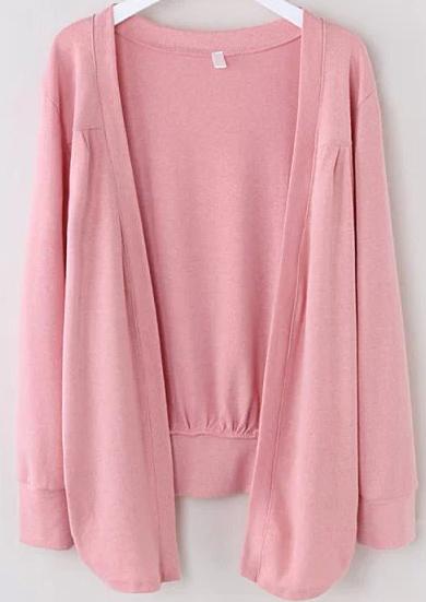 Shein Pink Long Sleeve Loose Cardigan