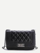 Shein Black Quilted Crossbody Bag With Chain