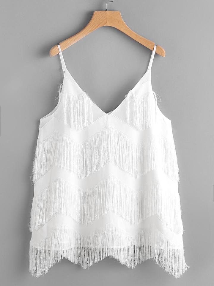 Shein Tiered Chevron Fringe Cami Top