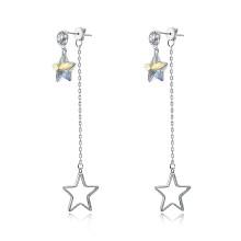 Shein Star Detail 925 Sterling Silver Drop Earrings