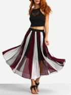 Shein Contrast Waist Color Panel Pleated Skirt