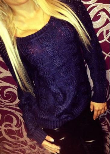 Rosewe Hollow Back Long Sleeve Round Neck Knitwear