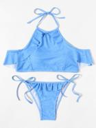 Shein Self Tie Ruffle Bikini Set