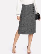 Shein Side Slit Plaid Tweed Skirt