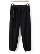 Shein Black Self Tie Zipper Side Pocket Bloomers