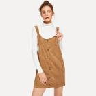 Shein Single Breasted Pinafore Corduroy Dress
