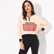 Shein Contrast Mesh Zip Front Jacket