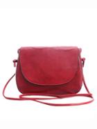 Shein Faux Leather Magnetic Closure Saddle Bag - Burgandy