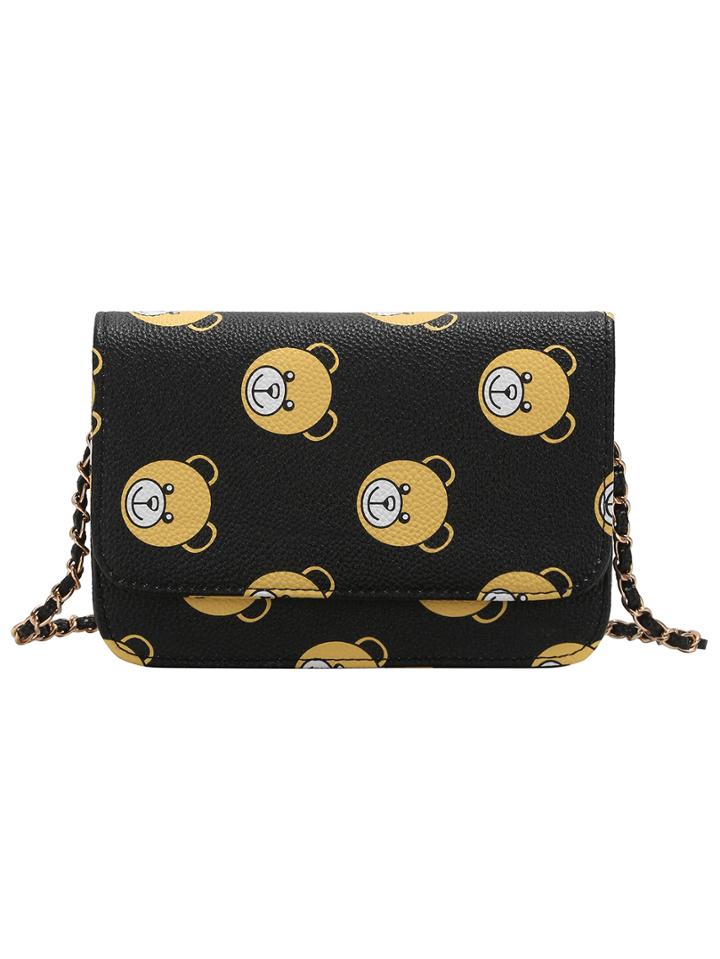 Shein Bear Print Flap Chain Bag