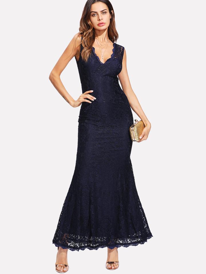 Shein Scallop Trim Lace Dress