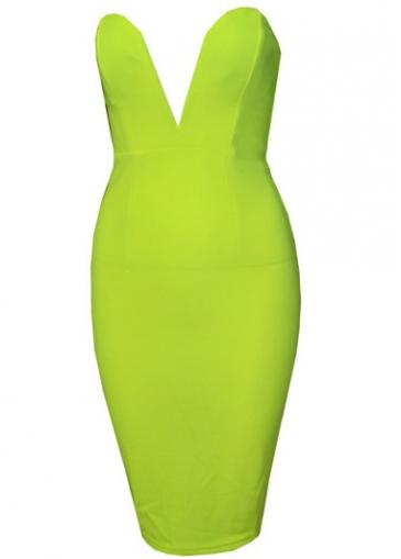 Rosewe Open Back Sleeveless Apple Green Bodycon Dress