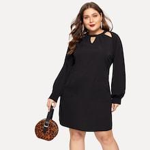 Shein Plus V Cut Pocket Patched Solid Dress