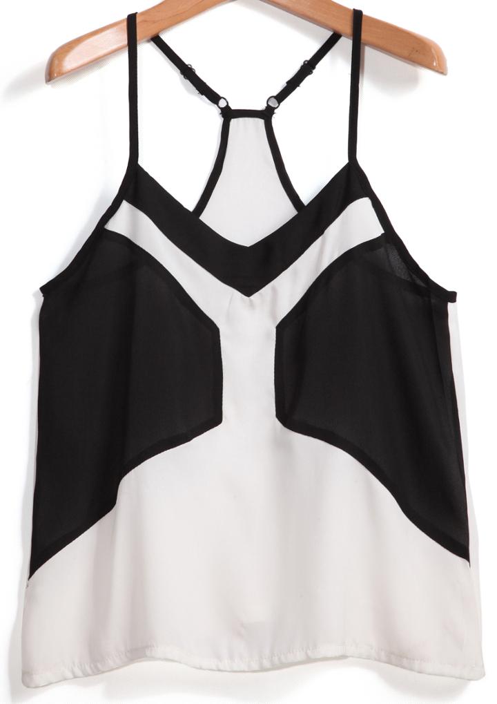 Shein Black Spaghetti Strap Chiffon Cami Top