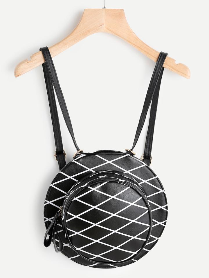 Shein Diamond Print Hat Shaped Pu Backpack