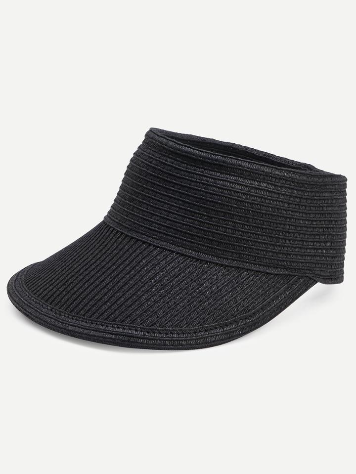 Shein Black Casual Straw Visor Cap