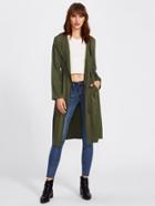 Shein Drawstring Longline Hoodie Coat