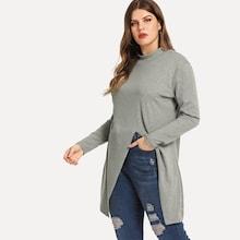 Shein Plus Solid Slit Front Tee