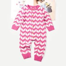 Shein Toddler Girls Chevron Stripe Knit Jumpsuit