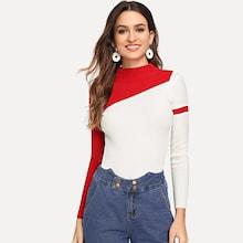 Shein Cut And Sew Stand Neck Jumper