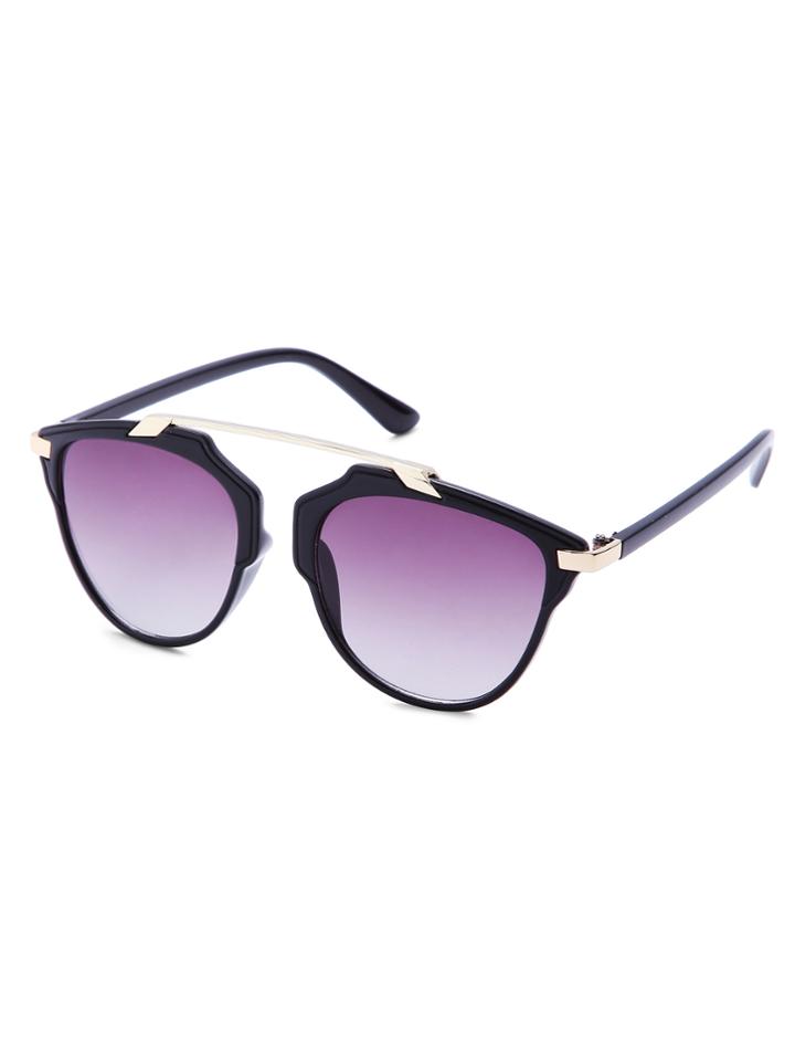 Shein Black Frame Metal Bridge Ombre Lens Sunglasses