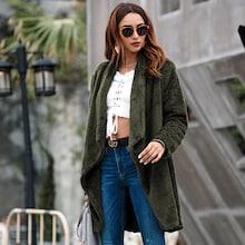 Shein Waterfall Solid Teddy Coat
