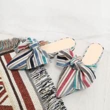 Shein Bow Decorated Striped Flats
