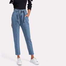 Shein Seam Detail Self Tie Jeans