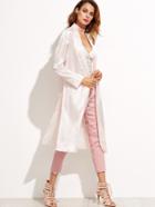 Shein Pink Striped Open Front Slit Side Outerwear