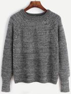 Shein Grey Raglan Sleeve Marled Knit Sweater