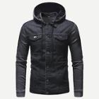 Shein Men Cut And Sew Solid Hooded Denim Jacket