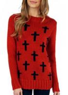 Rosewe Charming Round Neck Long Sleeve Woman Pullovers Red