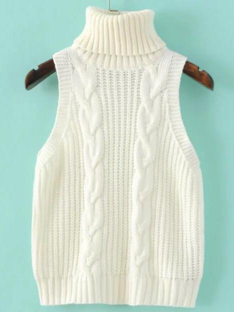 Shein Roll Neck Cable Knit Sweater Vest
