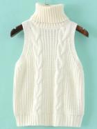 Shein Roll Neck Cable Knit Sweater Vest